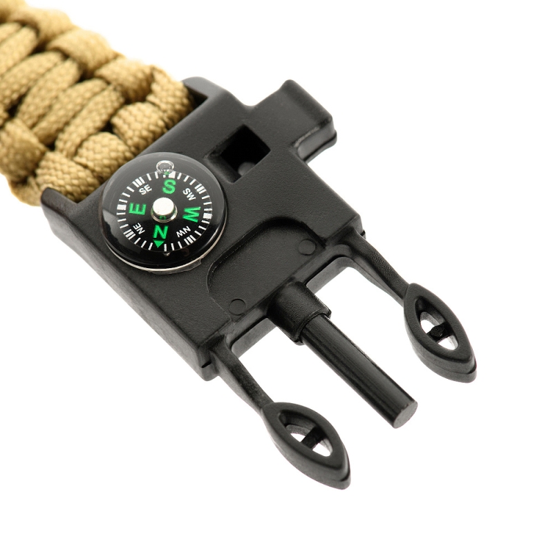 BRACCIALE PARACORD CON ACCIARINO, BUSSOLA E FISCHIETTO - COYOTE - M-TAC - immagine 4